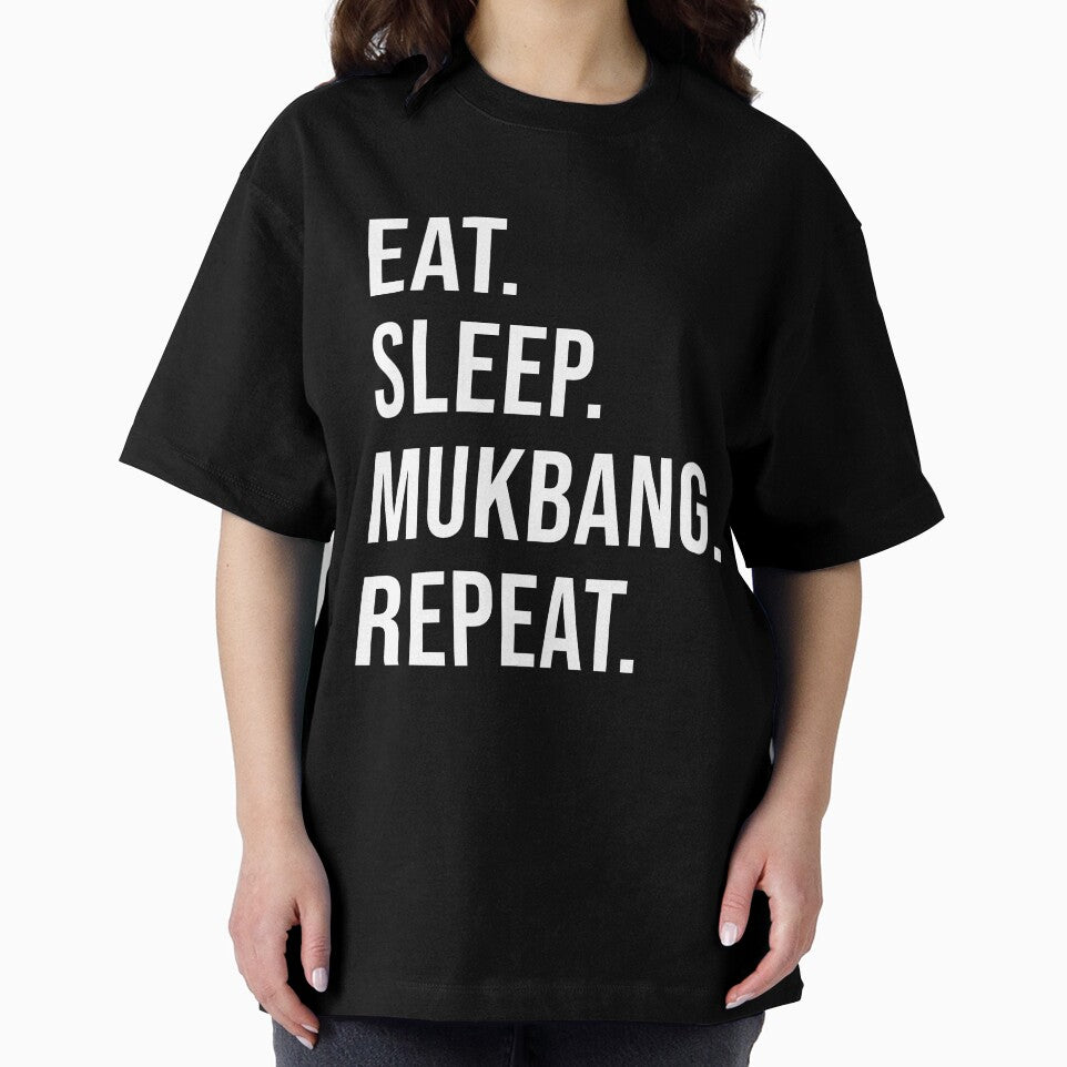 Eat Sleep Mukbang Repeat Korean Eating Show Food Lover Spicy T-Shirt by JoDesignLab