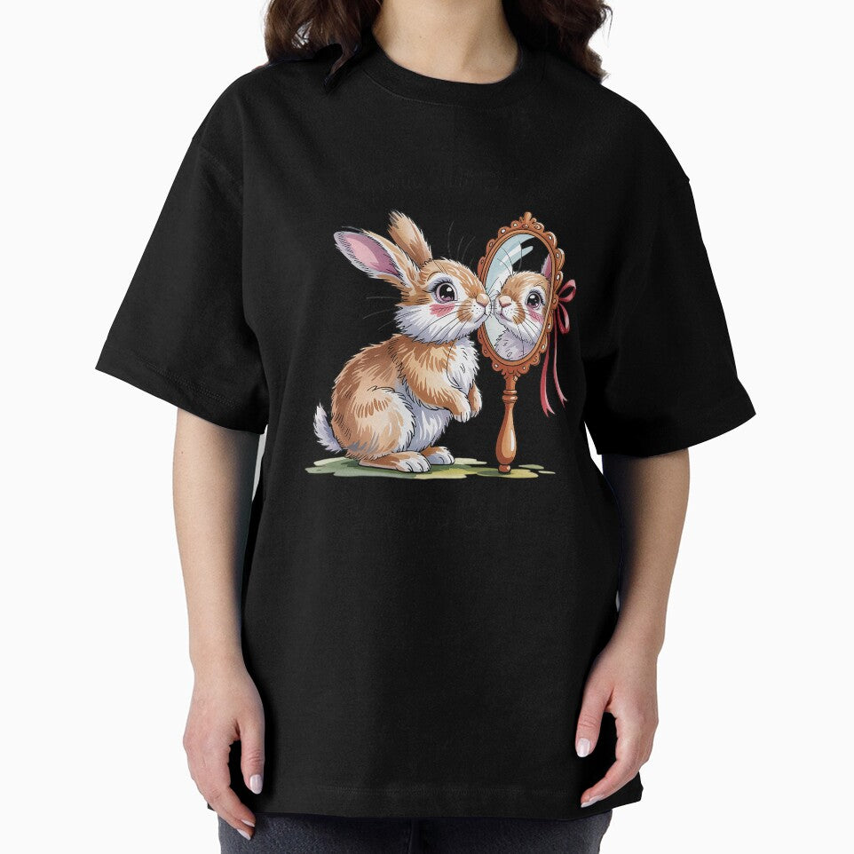 Cute Bunny Tee, Oversized, Mirror Rabbit by HaileyRobel