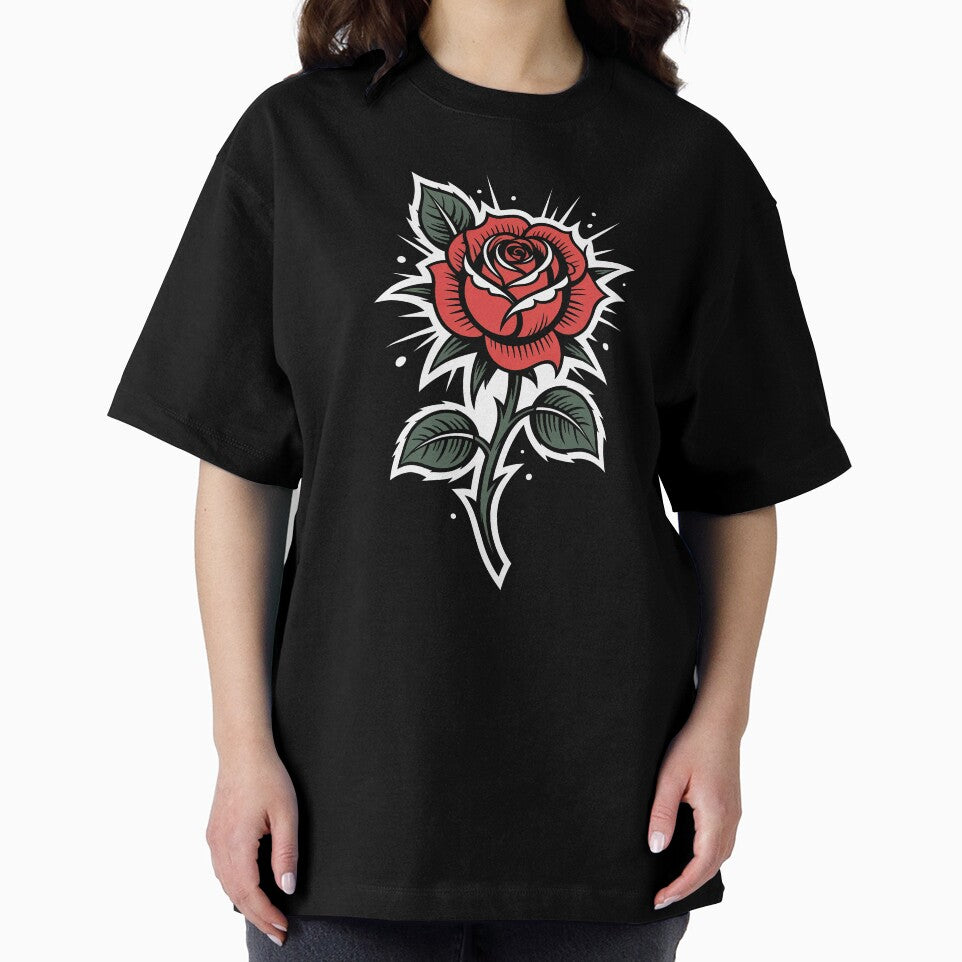 Single Red Rose Sticker Style Classic Tattoo Floral Art by Say It With Ink