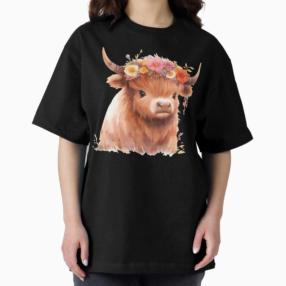 Highland cow with flowers crown by xiao xuans