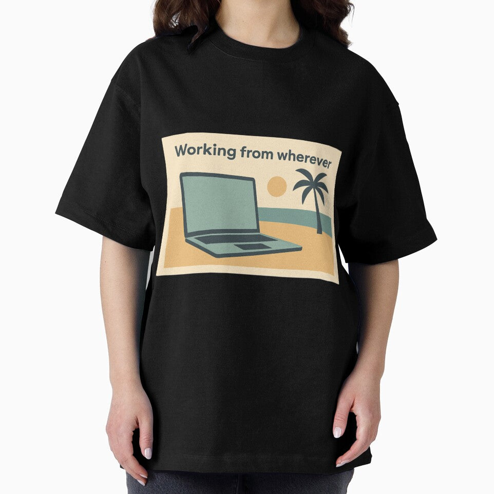 Laptop on Beach Postcard Style by Serge-Design