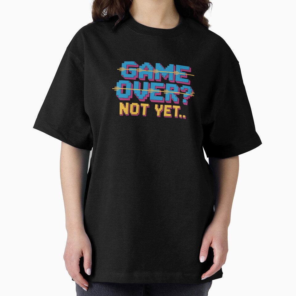 Game Over? Not Yet. | Retro Gaming Motivational Quote by Don't Crack Art