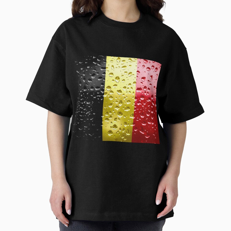 Flag of Belgium - Raindrops Metallic Metal Water Rain Car Bumper Flags Grunge by Dr-Pen