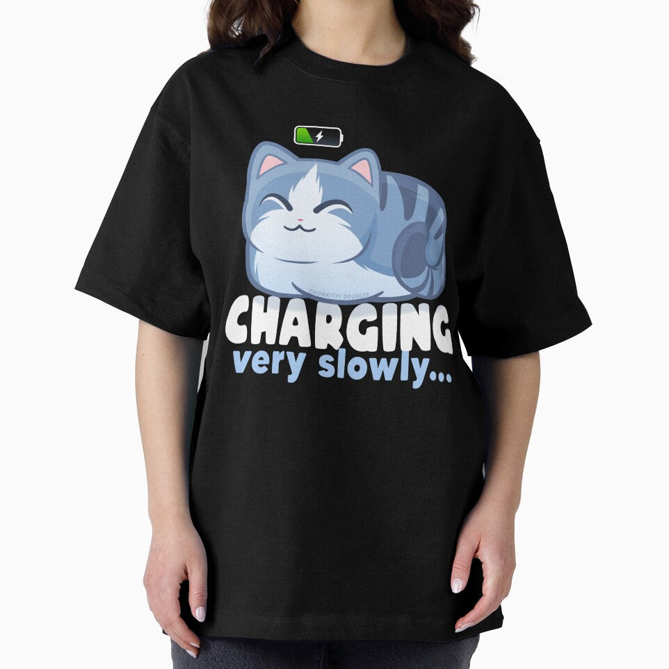 Sleepy Kitty Charging Social Battery Cute Cartoon Cat by Chonkitty