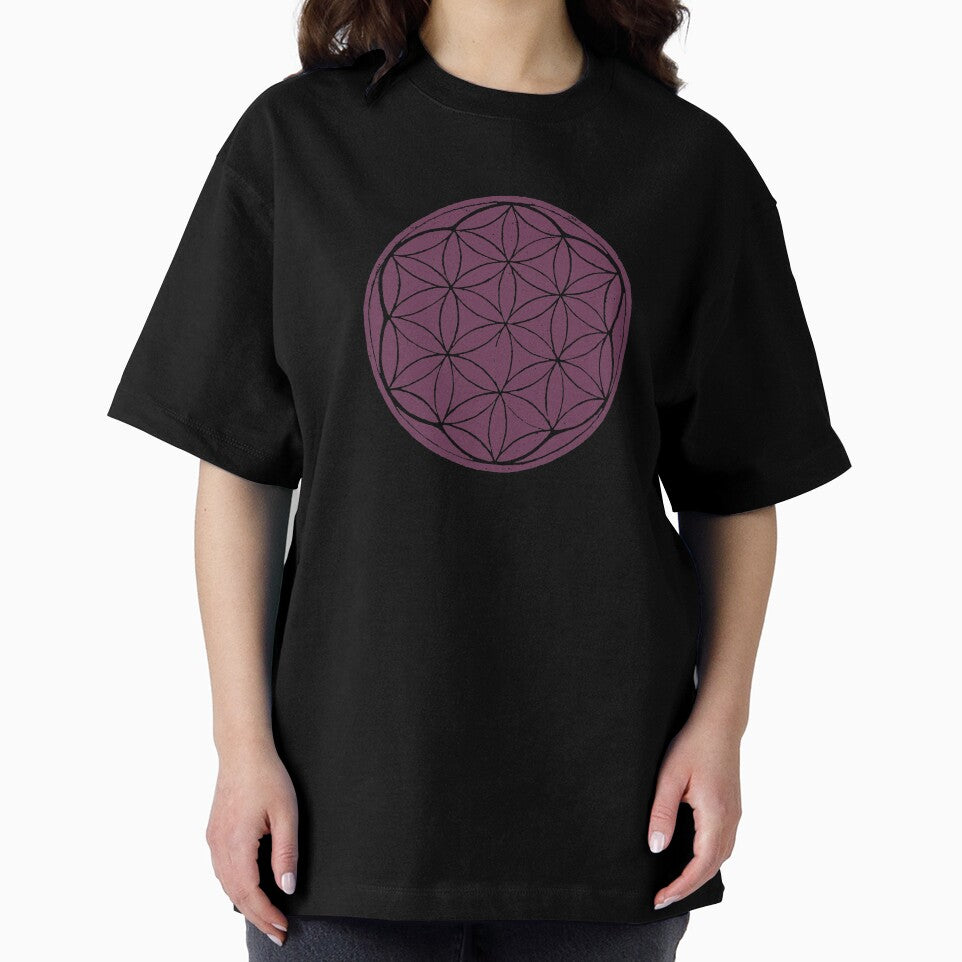 Flower of Life Linocut - Beet + Coal by Irene Estelle