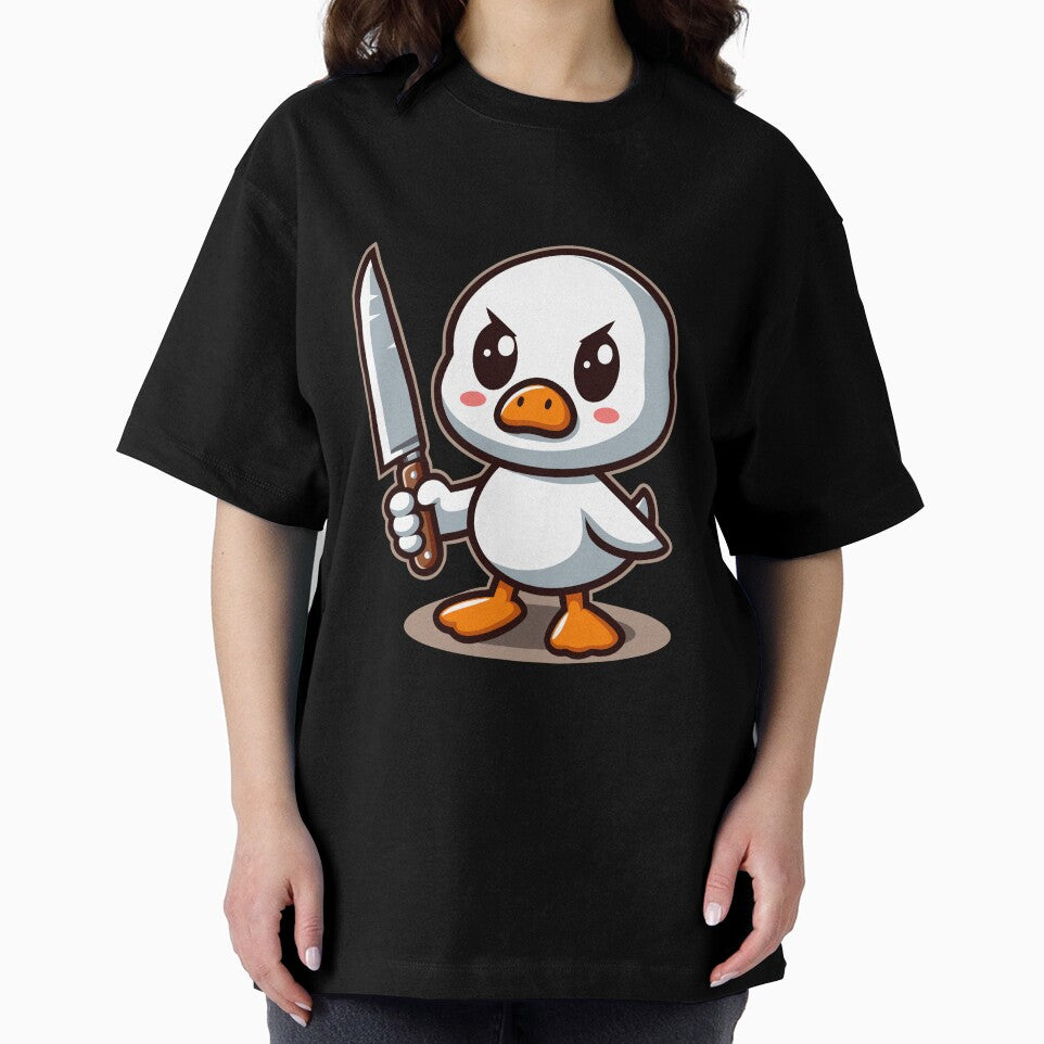 Cute angry duck with knife by Emegan Print Art