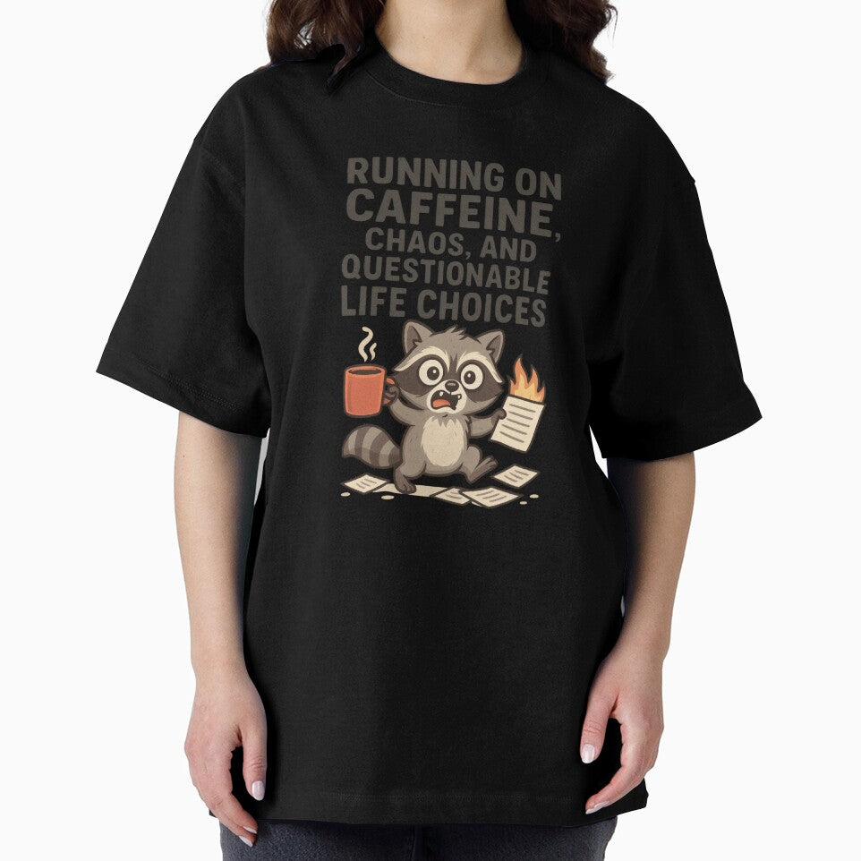 Running on Caffeine, Chaos, and Questionable Life Choices – Funny Animal T-Shirt by AlgoCanvas