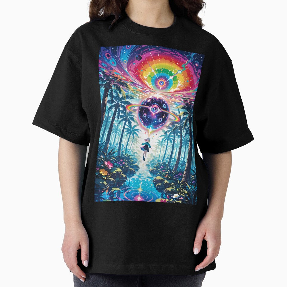 Psychedelic Eye Portal in Rainbow Jungle – Surreal Vaporwave Art by Xynith
