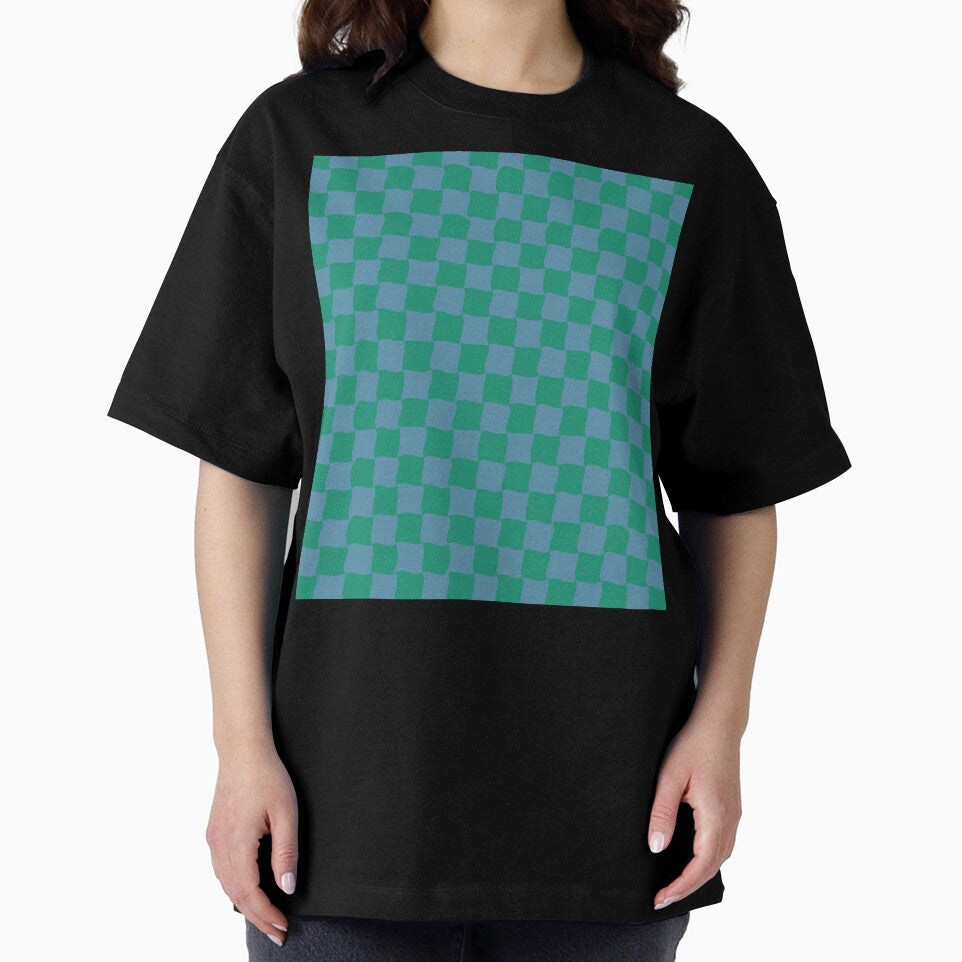 aqua and  pastel blue checkered pattern by B-outfiters