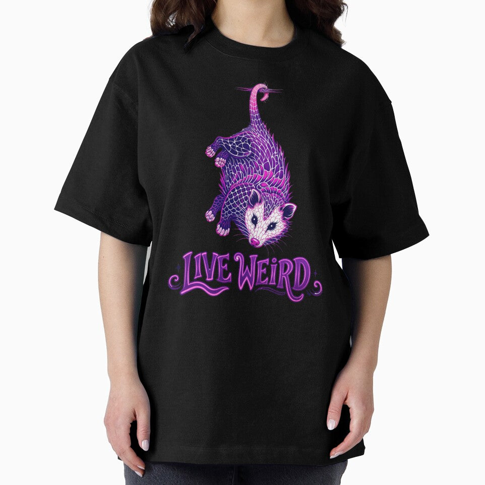 Live Weird Purple Opossum Funny Trash Cat by LSphere Art