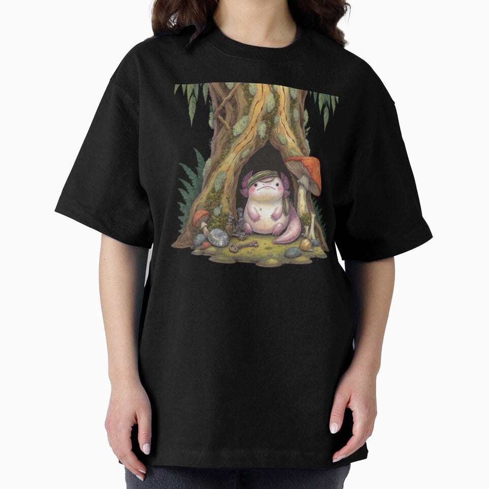 Trinket Keeper Axolotl – Goblincore Forest Spirit With Keys & Mushrooms by MadeByACJ