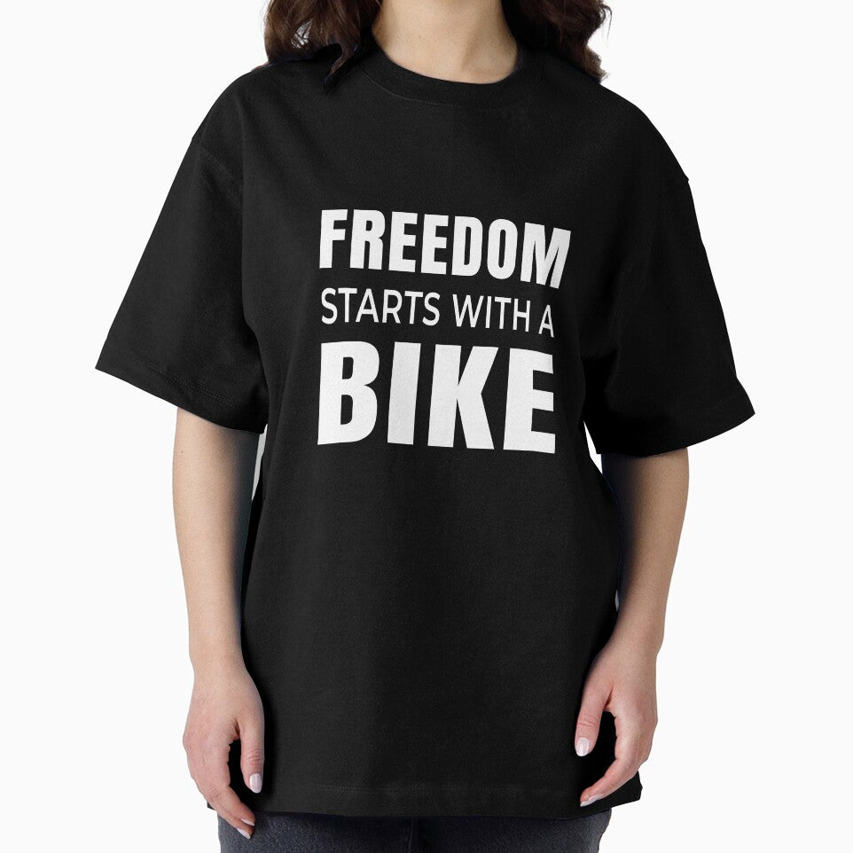 Freedom Starts With A Bike - Typography Bike Quote by ChainPower