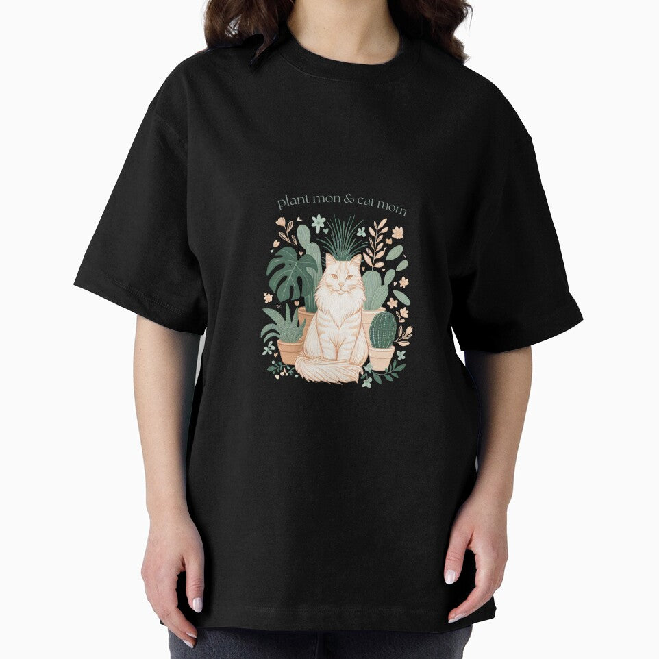 Plant Mom & Cat Mom Aesthetic – Cute Botanical Cat Lover Gift Shirt by Cozy Cat Collective