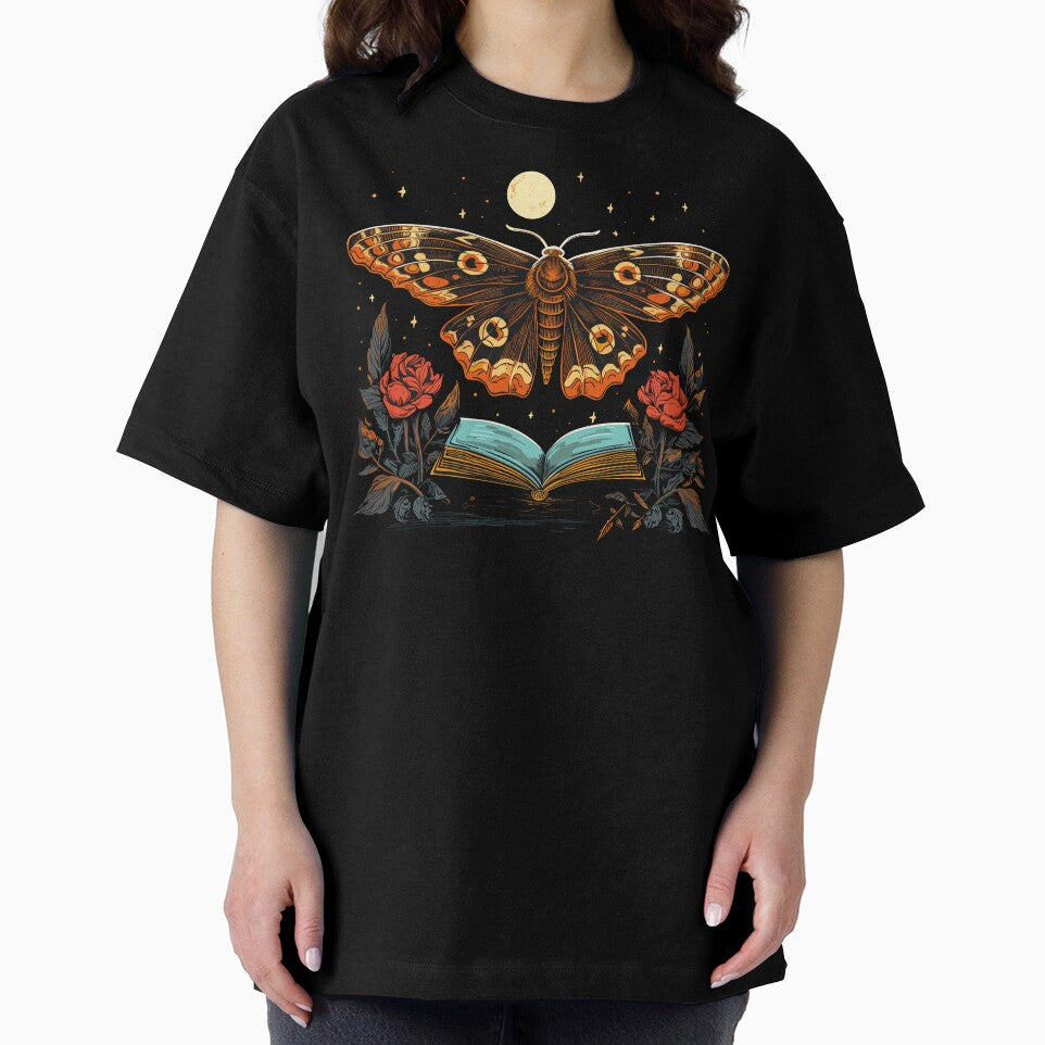 Moth With Magic Book And Flowers Starry Night by CosyTeal