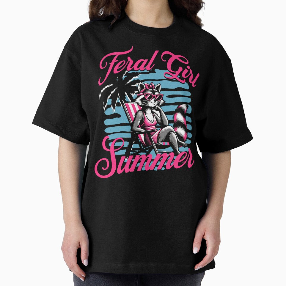 Feral Girl Summer Downtown Girl Unhinged Inappropriate Racoon shirt by digifaxdesign