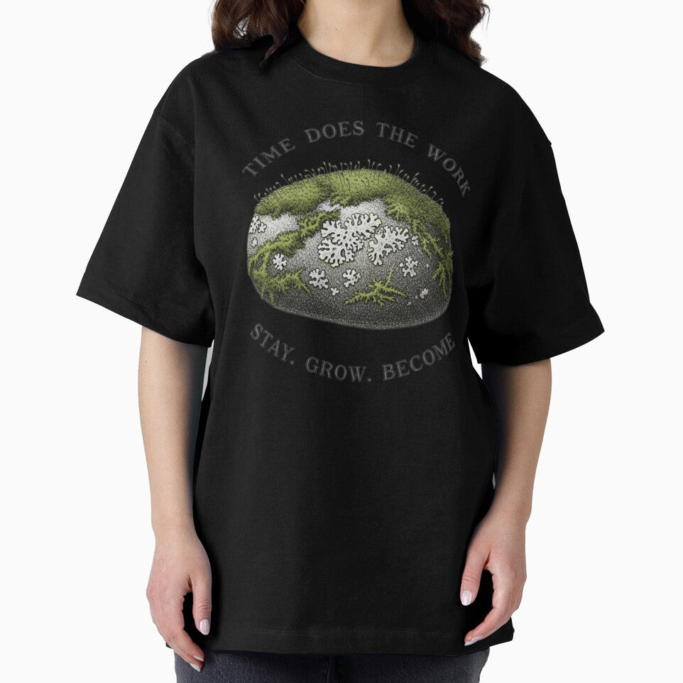 Mossy Forest Rock - Goblincore Nature T-Shirt by Atlasera Studio
