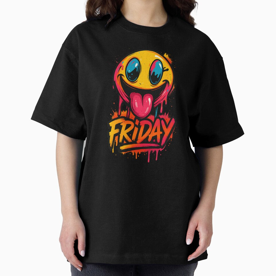 Melting Smiley Face Friday Neon Drip Graffiti Streetwear Graphic by MarCinu Art