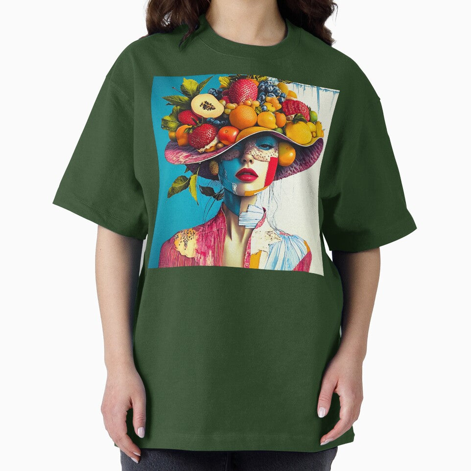 Whimsy Pop Art Female With Colorful Fruit Hat by DEC02