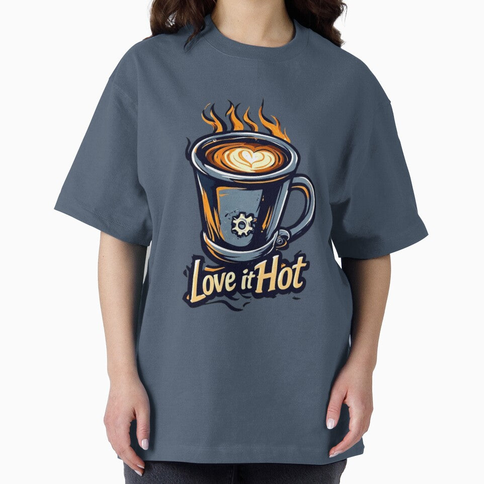 Love It Hot Coffee Logo | Mechanical Steam Gears Flame Cup Barista Design 03 by Shift-Bloom