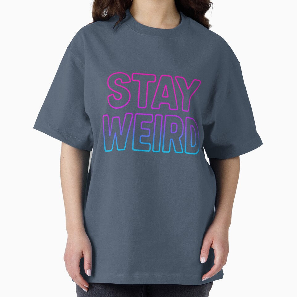 Stay Weird – Bold Minimalist Typography Sticker & T-Shirt Design by RouniBoutique