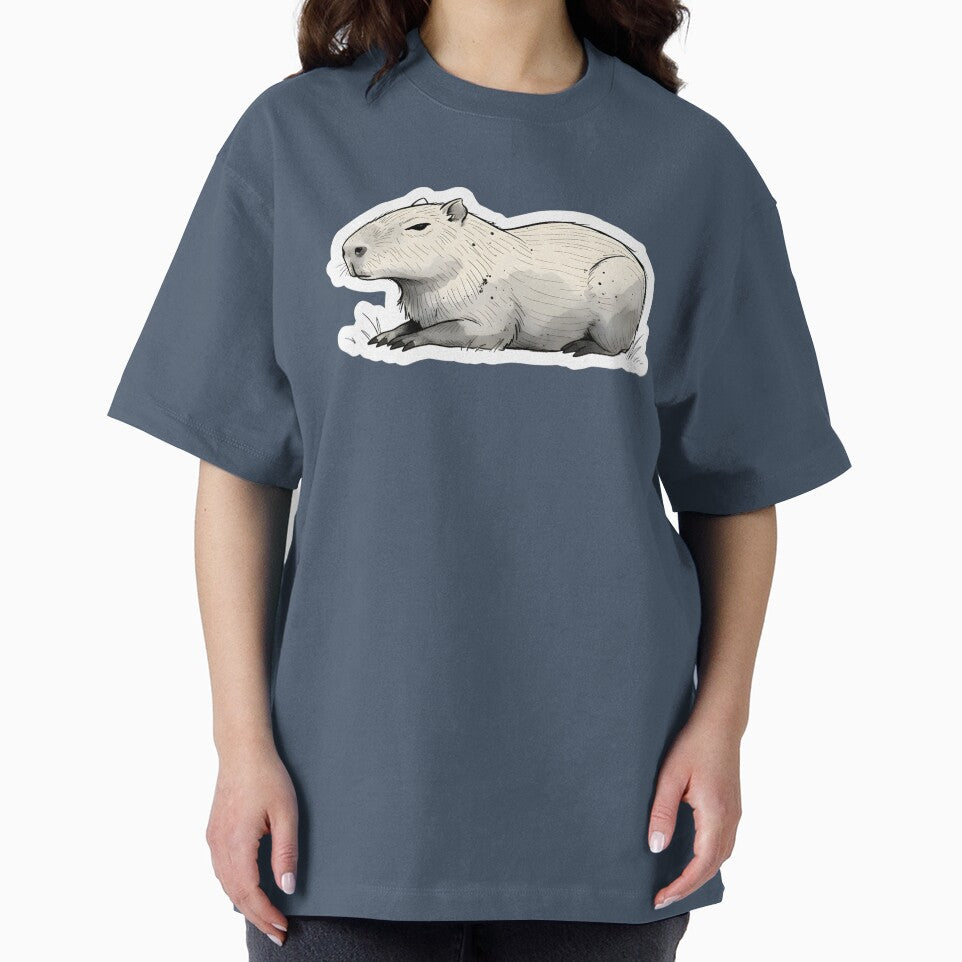 Minimalist Chill Capybara Sketch | Black & White Animal Line Art | Zen Nature Sticker by SergioMiklos