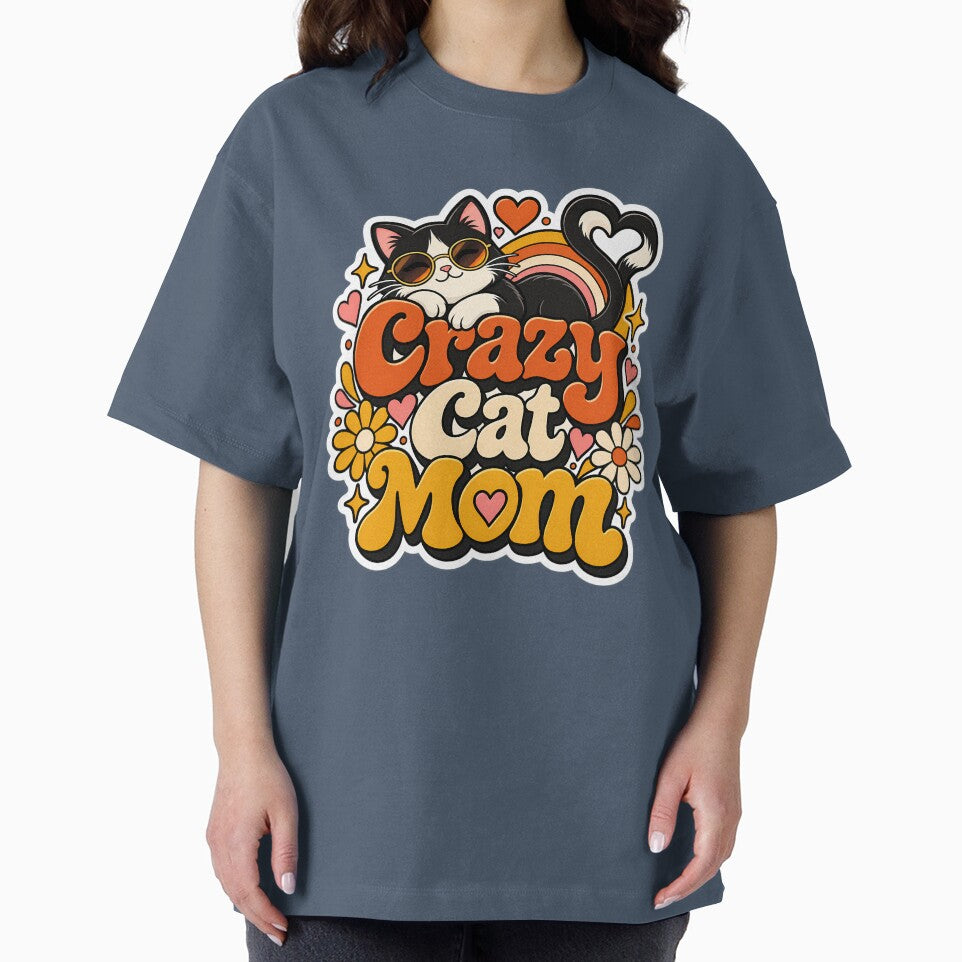 Retro Crazy Cat Mom 70s Aesthetic by Stickers Hub HUB