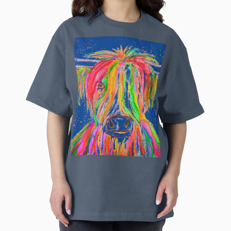 Highland Cow Watercolor painting blue by Artbymonika