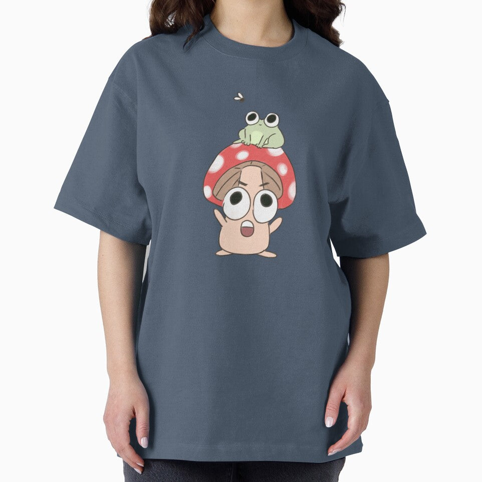 Cute cartoon mushroom with a frog on its head by Yarafantasyart