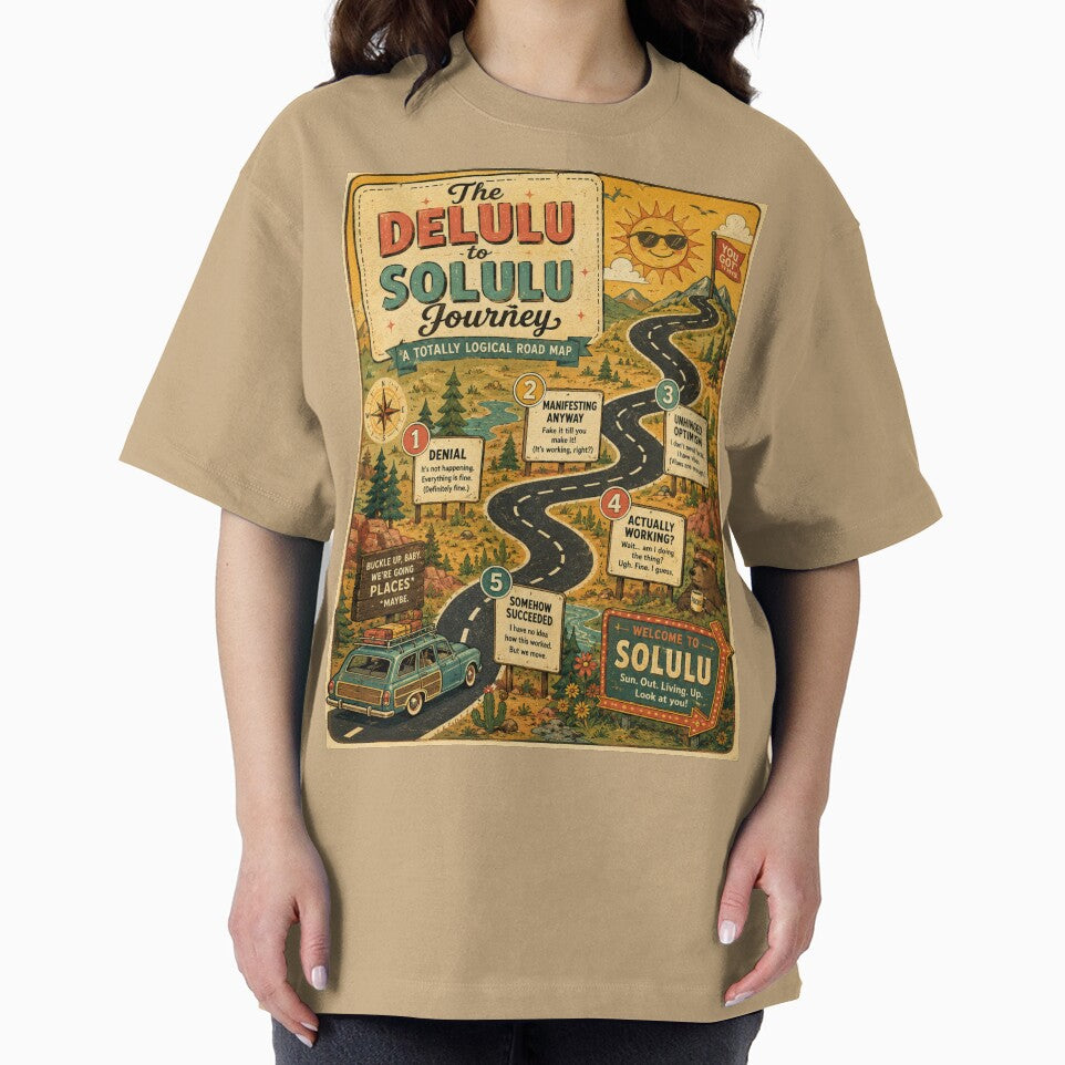 Delulu to Solulu Journey Road Map – Funny Retro Infographic Art | Delulu Humor Gift by irfanshikh