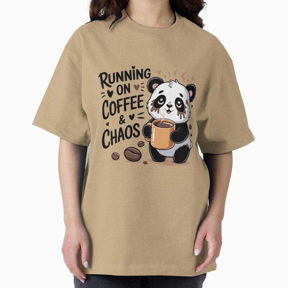 Running on Coffee & Chaos ? – Tired Panda Kawaii T-Shirt by Ashley critters