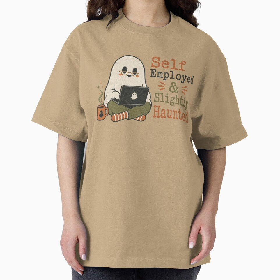 Self Employed & Slightly Haunted Shirt, Vintage Ghost Comfort Colors® Tee, Funny Freelancer Halloween Graphic by TshirtsLabs