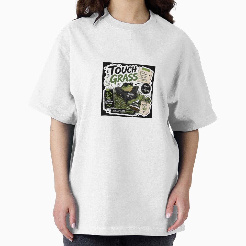 Touch Grass | Funny Gen Z Frog Meme Sticker by Ananyamalik12