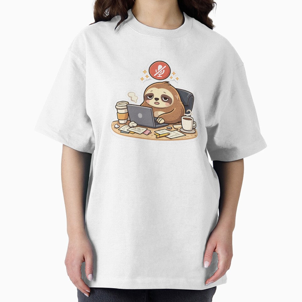 Tired Sloth Remote Worker Sticker – Funny Online Meeting Mute Button Sloth by ZYNORAworld