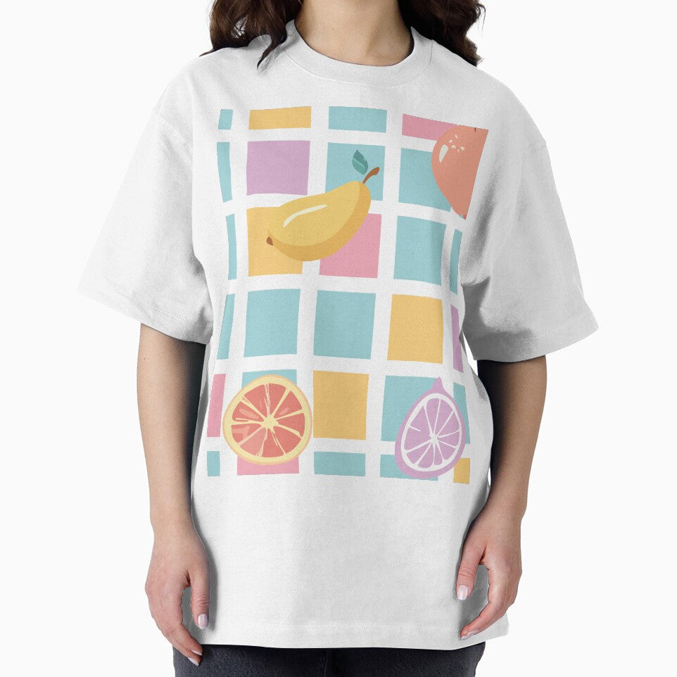 Pastel Fruit Checkerboard Pattern Cute Summer Grid by bangueran