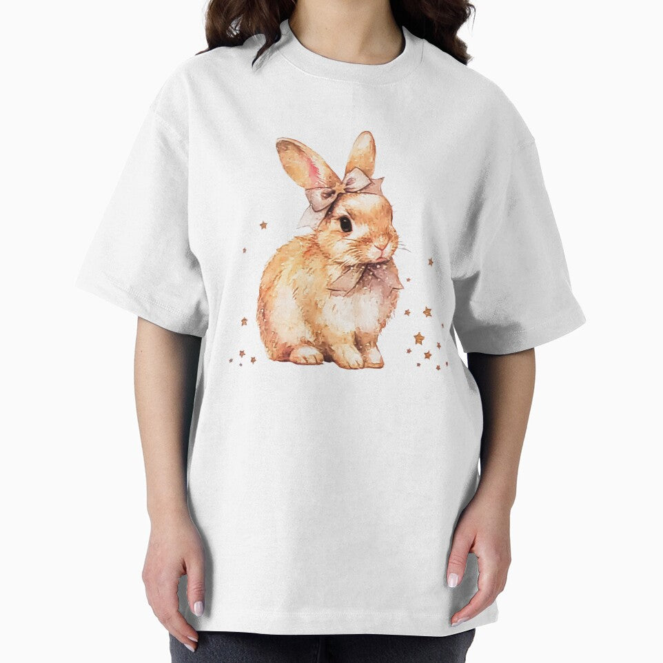 Coquette Aesthetic Watercolor Bunny with Bows and Stars by Tokraz-art