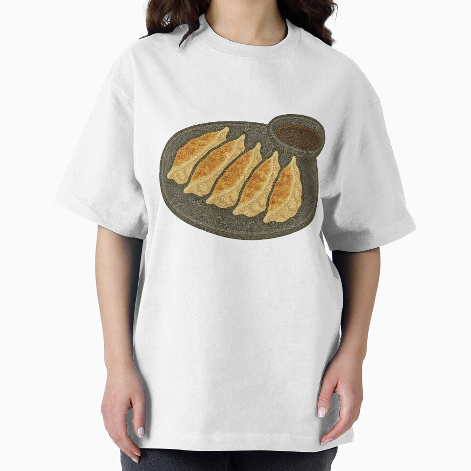 Gyoza Dumplings on Plate with Dipping Sauce – Japanese Food Art by Vendeloc
