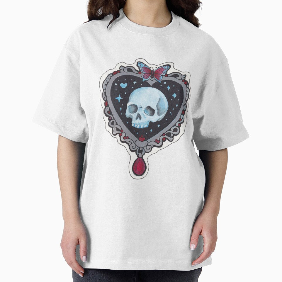 Memento Mori Skull Heart — Pastel Goth Butterfly Jewel Creepy Cute Print by Darkfully-Done