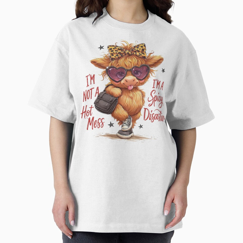 Sarcastic Highland Cow, I'm Not Hot Mess I'm Spicy Disaster by Jack W Art