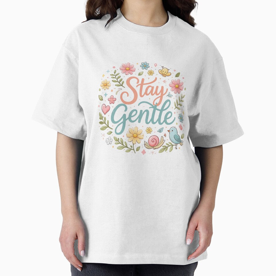 Stay Gentle Cute Aesthetic Quote Design | Soft Pastel Floral Typography Art by Sanika arts