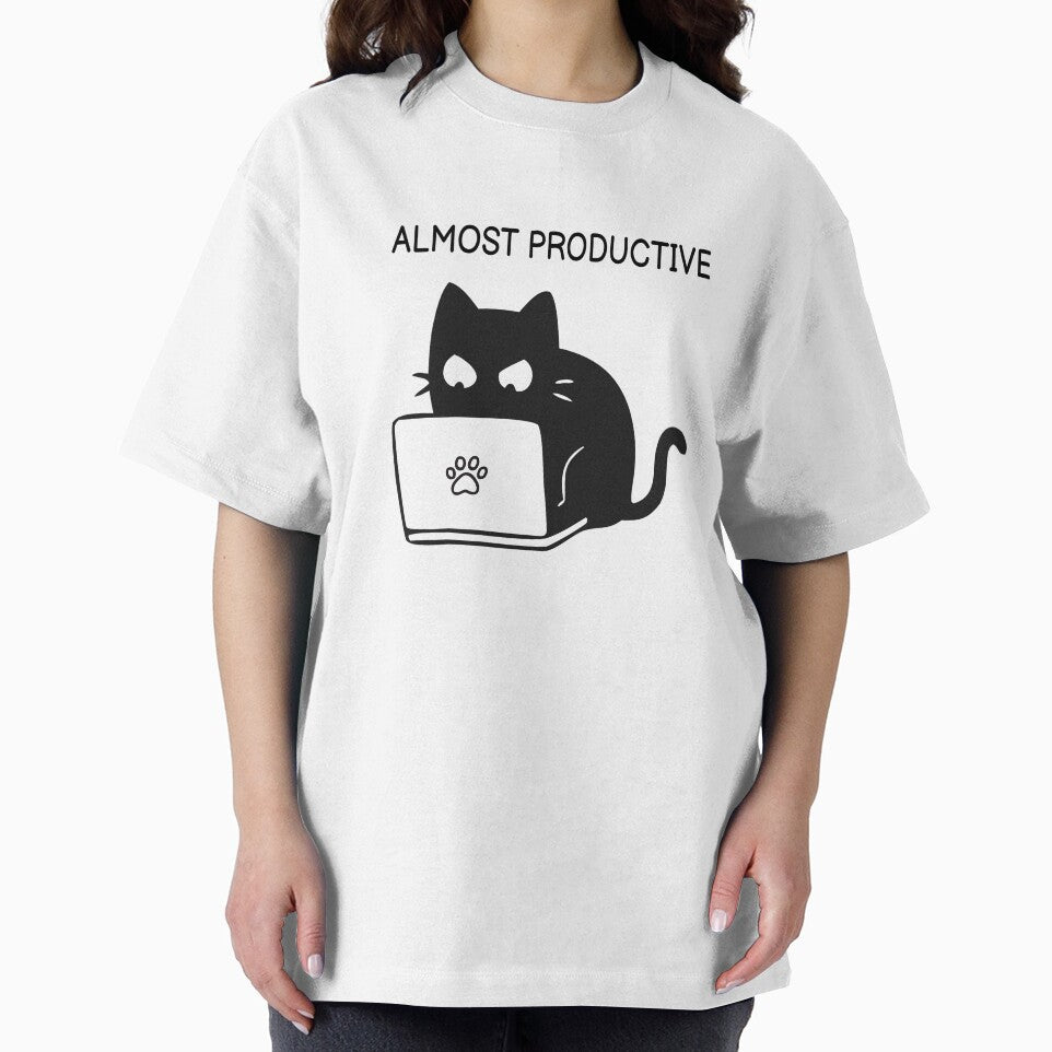 Almost Productive Funny Black Cat Sticker by FUEGO & NOX