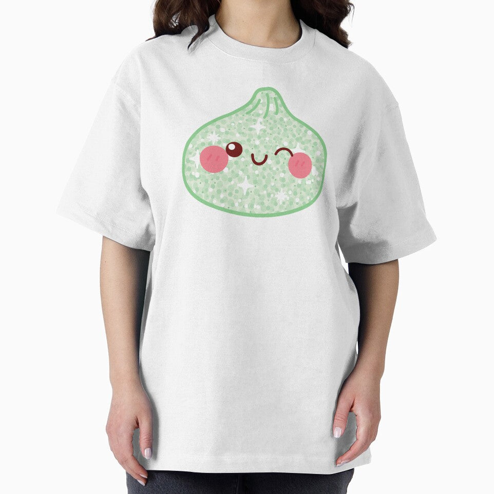 Kawaii Green Glitter Squishy Dumpling – Cute Food Character Design by EmeraldeaArt