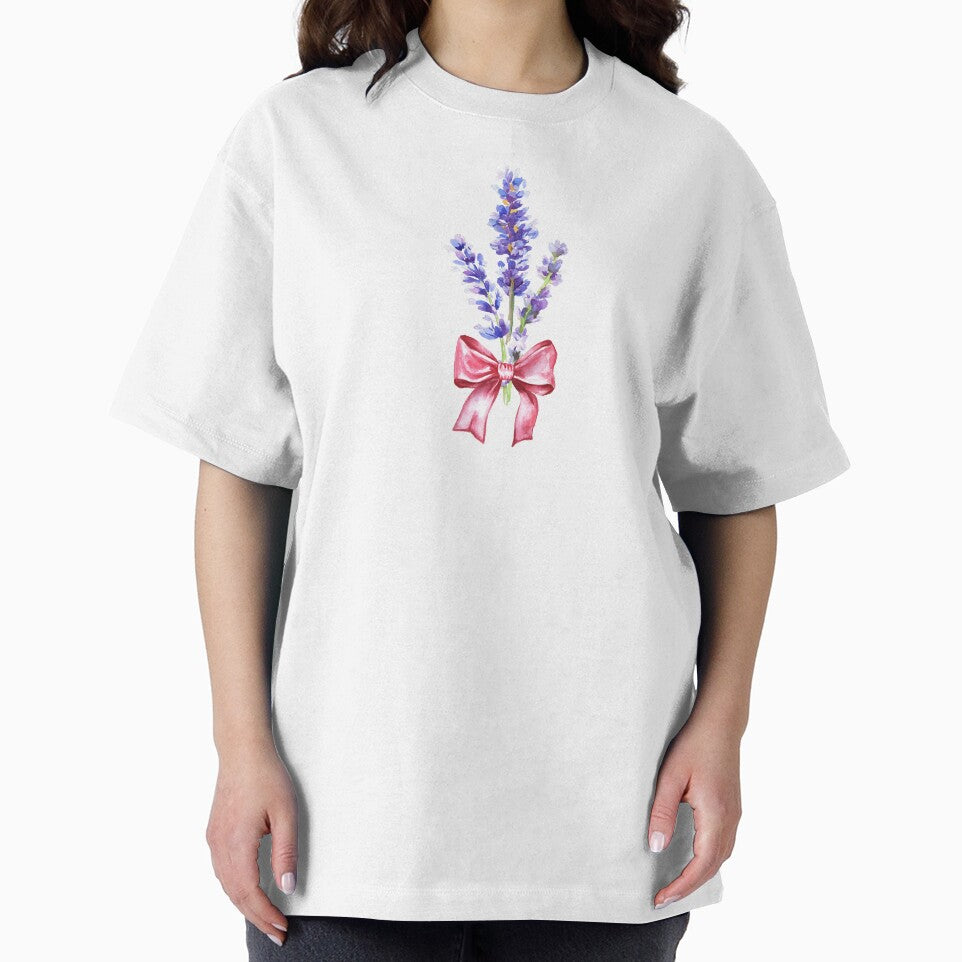 Lavender & Pink Bow Watercolor Coquette Preppy Floral Art by art-tee-ua