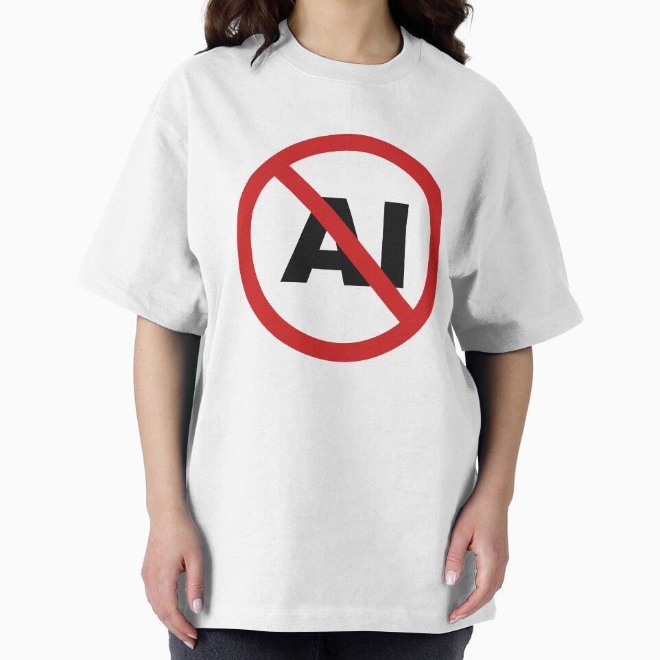 AI Free. Set in heavy type, flat and high-contrast so it still reads small. Drawn, not generated. No AI was used to make this design. by marcoke