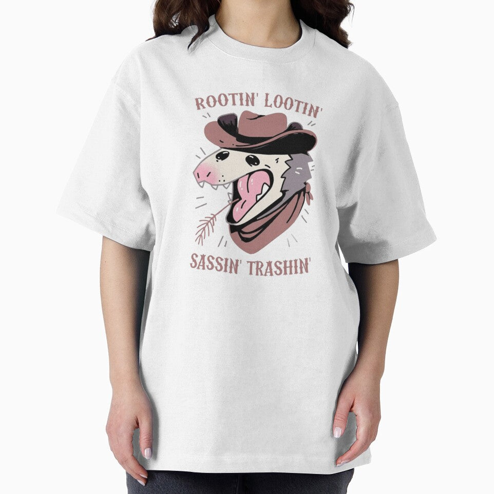Rootin Lootin Sassin Trashin Opossum Cowboy Funny Possum by JossDesign15