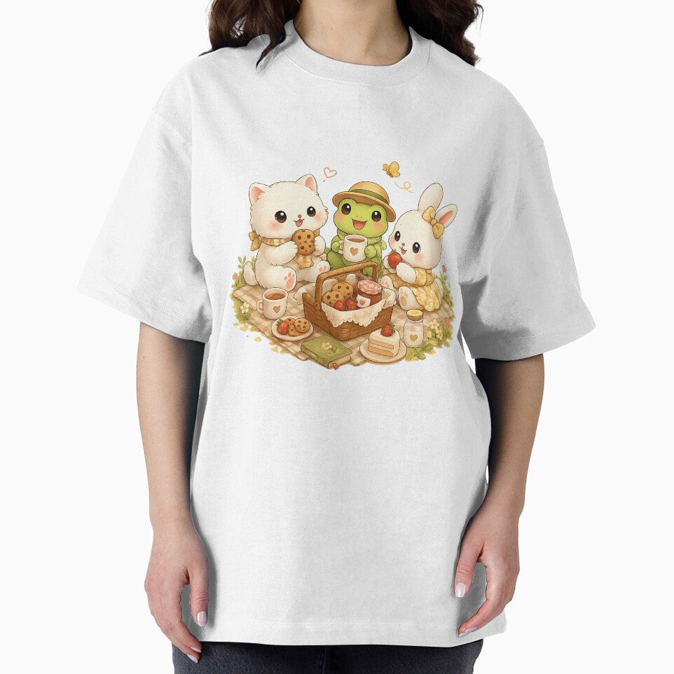 Cozy Spring Picnic | Cute Cat, Frog & Bunny Friends Sticker by Maystro-design