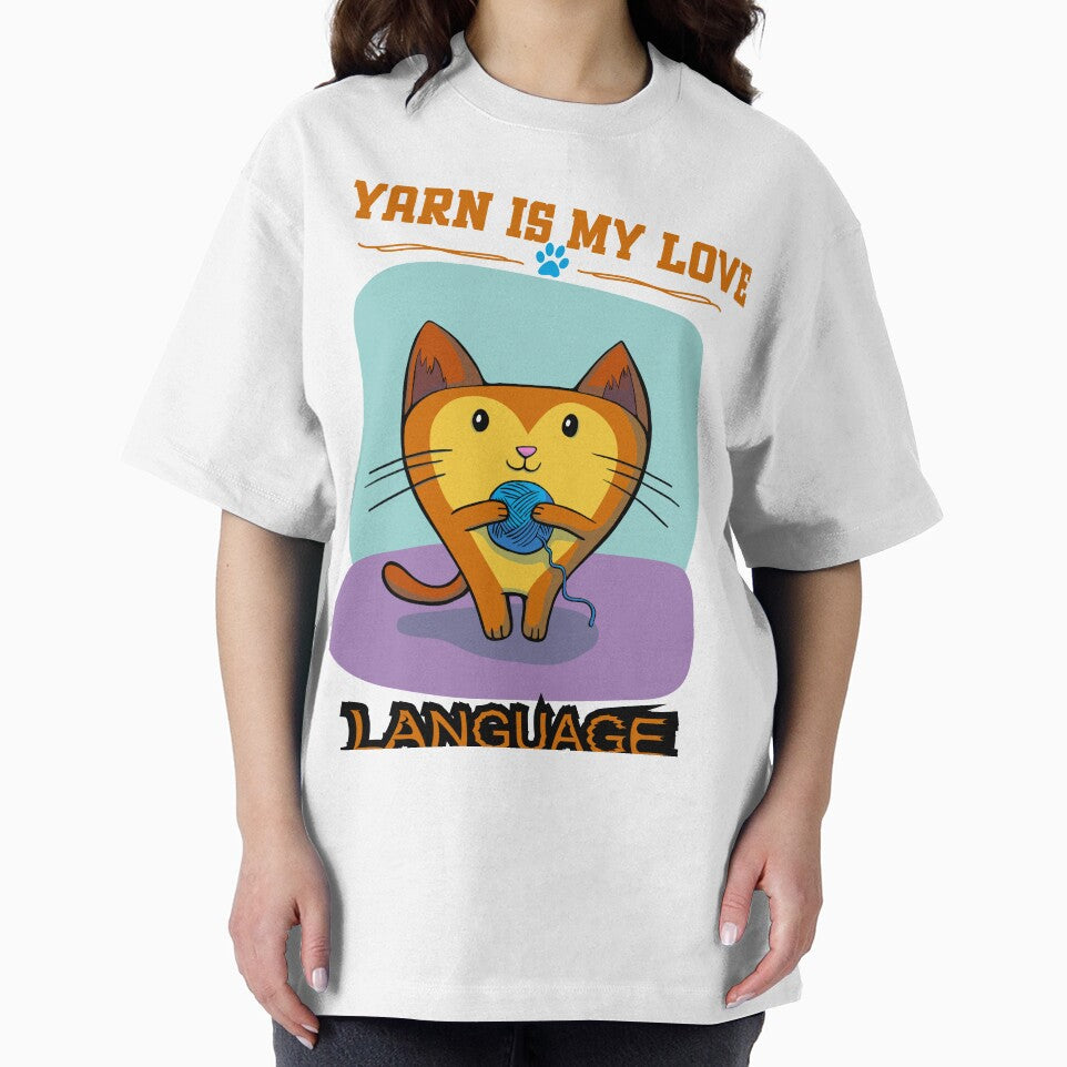 Yarn Is My Love Language Funny Knitting Cat Design by Pa7wsVerse