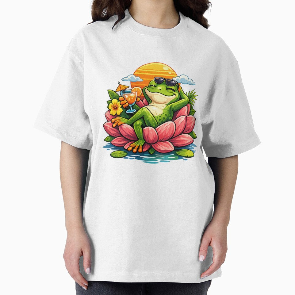 Relaxing frog on a pink lotus by FroggyOnly