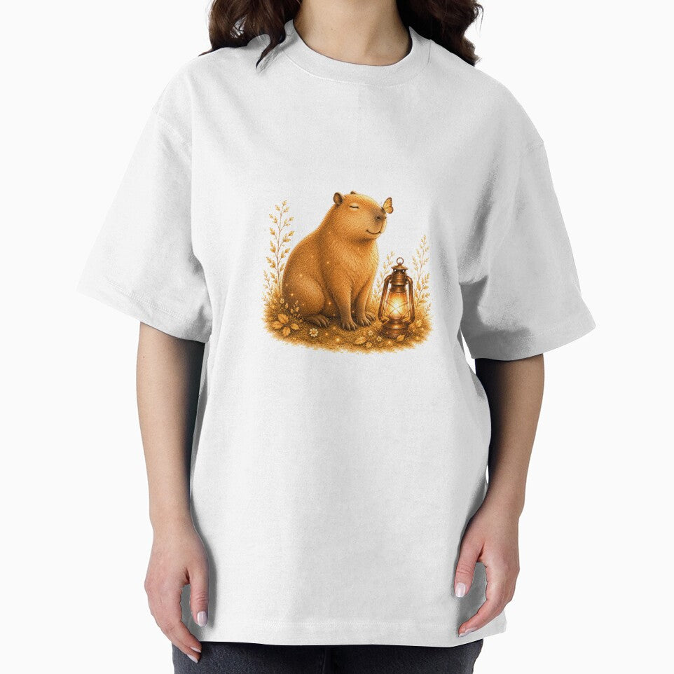 Zen Capybara Butterfly Vintage Golden Hour Art by AQUILAKREO