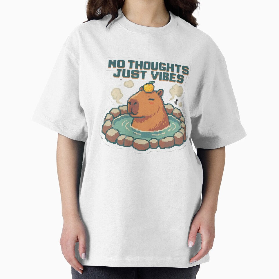 No Thoughts Just Vibes Pixel Capybara | Lo-Fi Retro Chill Aesthetic by StickyGuys