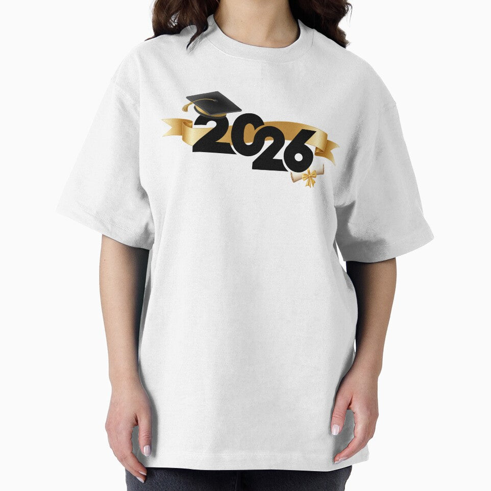 Graduate 2026 (Offset) with Black Graduation Hat, Gold Stars & Gold Ribbon by JeweledDesigns